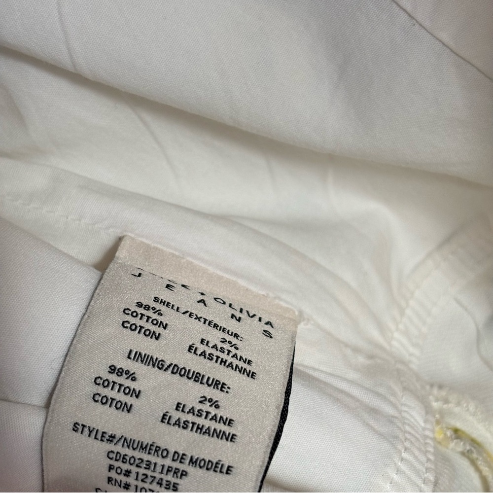 Alice + Olivia Maryann Tie Shoulder Mini Dress Yellow Floral White Denim size 4 - Picture 3 of 9